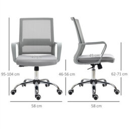 Grey Office Chair Adjustable Height Mesh Chair With Swivel Wheels - thumbnail 2
