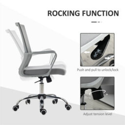Grey Office Chair Adjustable Height Mesh Chair With Swivel Wheels - thumbnail 4