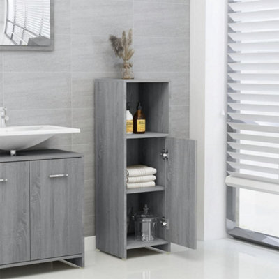 Vidaxl Bathroom Cabinet Grey Sonoma 30X30X95 Cm Engineered Wood - image 1