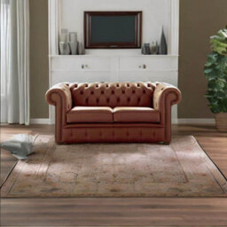 Chesterfield 2 Seater Shelly Castagna Leather Sofa Settee Bespoke In Classic Style - thumbnail 2