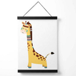 Artze Wall Art Giraffe Tribal Animal Art Print With Black Frame Size: A4 - thumbnail 1