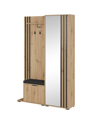 Arte Elegant Nelly Hallway Set H1920mm W1310mm D400mm In Oak Artisan & Black - Stylish Entryway Solution - image 1