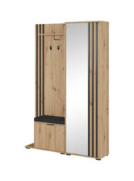 Arte Elegant Nelly Hallway Set H1920mm W1310mm D400mm In Oak Artisan & Black - Stylish Entryway Solution - thumbnail 1