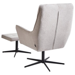 Beliani Swivel Armchair Molle Ii With Footstool Fabric Light Beige - thumbnail 5