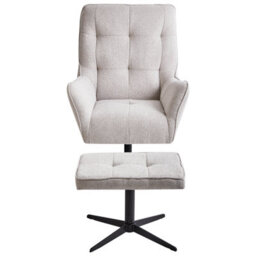 Beliani Swivel Armchair Molle Ii With Footstool Fabric Light Beige - thumbnail 4