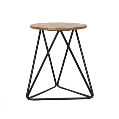 Buttercup Farm Ravi Single Stool - Mango Wood/iron - L35 X W35 X H45 Cm - Mango Light Finish - image 1