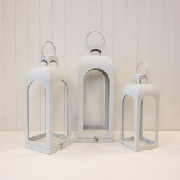 Satchville Off White Metal Open Faced Lantern - thumbnail 2