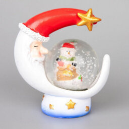 Shatchi Christmas Mini Snow Globe Water Ball Snow Dome Teddy Scene Resin Moon Shape Base - thumbnail 4