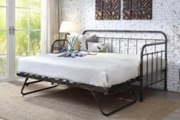 Harlow Antique Style Metal Day Bed With Folding Guest Bed Trundle - thumbnail 2