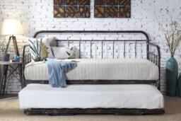 Harlow Antique Style Metal Day Bed With Folding Guest Bed Trundle - thumbnail 1