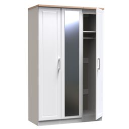 Sevilla Ready Assembled Traditional Matt White & Oak Large Triple Wardrobe With 1 Mirror Door (H)1825mm (W)1110mm (D)530mm - thumbnail 6