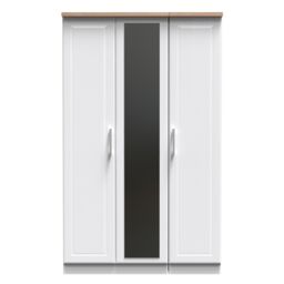 Sevilla Ready Assembled Traditional Matt White & Oak Large Triple Wardrobe With 1 Mirror Door (H)1825mm (W)1110mm (D)530mm - thumbnail 2