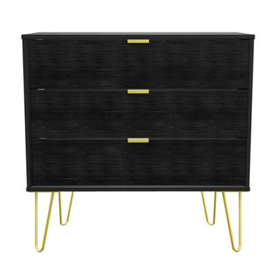 Fuji 3 Drawer Chest In Black Matt (Ready Assembled)