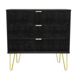 Fuji 3 Drawer Chest In Black Matt (Ready Assembled)