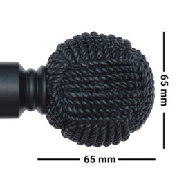A.unique Home Knotted Ball Metal Extendable Curtain Pole With Rings And Fittings (25/28mm) - Matte Black, 70Cm - 120Cm  Approx - thumbnail 5