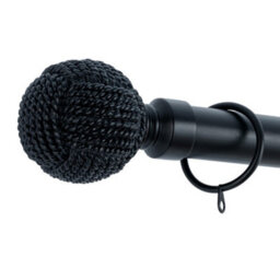 A.unique Home Knotted Ball Metal Extendable Curtain Pole With Rings And Fittings (25/28mm) - Matte Black, 70Cm - 120Cm  Approx - thumbnail 2
