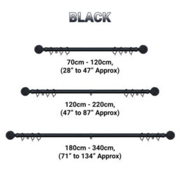 A.unique Home Knotted Ball Metal Extendable Curtain Pole With Rings And Fittings (25/28mm) - Matte Black, 70Cm - 120Cm  Approx - thumbnail 6