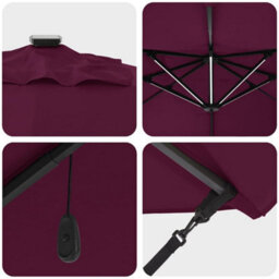 Berkfield Stylish Cantilever Roma Parasol With Leds Bordeaux Red 352X251X265 Cm Aluminium - thumbnail 9