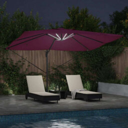 Berkfield Stylish Cantilever Roma Parasol With Leds Bordeaux Red 352X251X265 Cm Aluminium - thumbnail 4