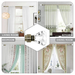 Ameha Plain Sapphire Crystal Metal Curtain Pole 160-300 Cm, (63 Inch-118 Inch) Antique Brass Extendable Adjustable Curtain Poles - thumbnail 5
