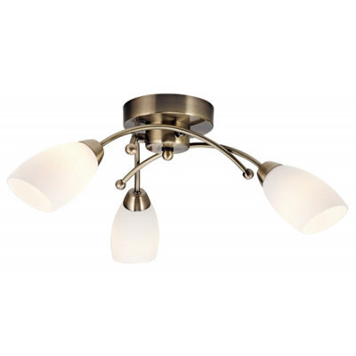 Happy Homewares Contemporary 3 Arm Antique Brass Ceiling Light Fitting - image 1
