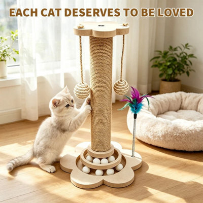 Tall Cat Scratching Post Cats Tree Scratcher Kitten Scratch Post Play Track Ball - image 1
