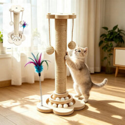 Tall Cat Scratching Post Cats Tree Scratcher Kitten Scratch Post Play Track Ball - thumbnail 5