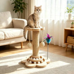 Tall Cat Scratching Post Cats Tree Scratcher Kitten Scratch Post Play Track Ball - thumbnail 4