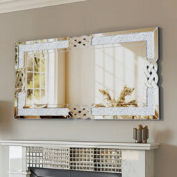 Artloge 120X60Cm Xl Wall Mirror Full Length Crystal Crush Diamond Silver Accent Mirror - thumbnail 2