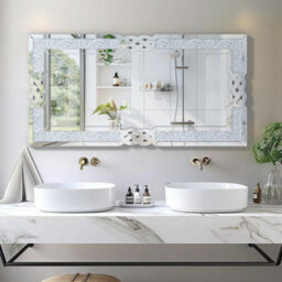 Artloge 120X60Cm Xl Wall Mirror Full Length Crystal Crush Diamond Silver Accent Mirror - thumbnail 3