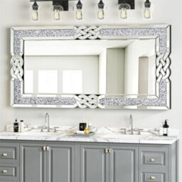 Artloge 120X60Cm Xl Wall Mirror Full Length Crystal Crush Diamond Silver Accent Mirror - thumbnail 4