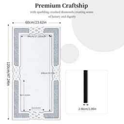 Artloge 120X60Cm Xl Wall Mirror Full Length Crystal Crush Diamond Silver Accent Mirror - thumbnail 5