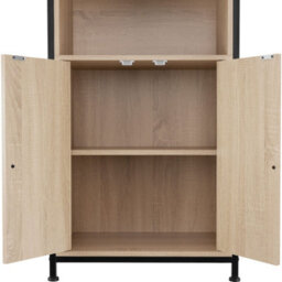 Tectake Display Cabinet Doncaster - Open Shelving, 2 Cupboards, Adjustable Shelves   - Industrial Wood Light, Oak Sonoma - thumbnail 4