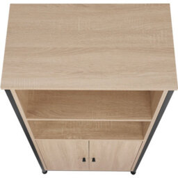 Tectake Display Cabinet Doncaster - Open Shelving, 2 Cupboards, Adjustable Shelves   - Industrial Wood Light, Oak Sonoma - thumbnail 3