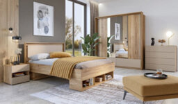 Arte Stylish Impressio 23 Bedside Table 460mm X 450mm X 410mm In Oak Mauvella & Congo - Compact Storage - thumbnail 2