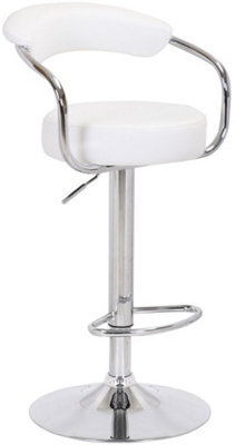 Lamboro Zenith Kitchen Bar Stool, Height Adjustable Gas-Lift, Breakfast & Home Bar Stool, White - image 1