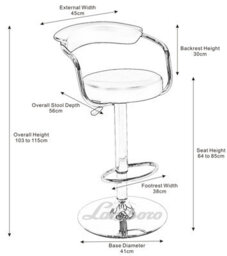 Lamboro Zenith Kitchen Bar Stool, Height Adjustable Gas-Lift, Breakfast & Home Bar Stool, White - thumbnail 7