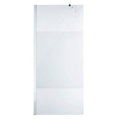Cooke & Lewis Onega Chrome Effect Textured Striped Walk-In Wet Room Glass Screen & Bar (H)195Cm (W)90Cm - image 1