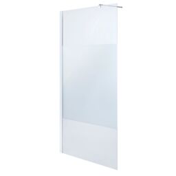 Cooke & Lewis Onega Chrome Effect Textured Striped Walk-In Wet Room Glass Screen & Bar (H)195Cm (W)90Cm - thumbnail 2