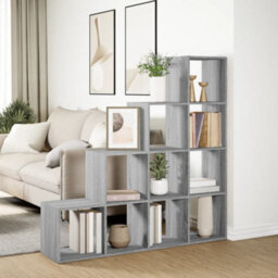 Berkfield Durable Room Divider Bookcase 4-Tier Grey Sonoma 131.5X29X131.5 Cm Engineered Wood - thumbnail 4