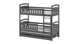 Arte Blanka Contemporary Pine Bunk Bed With Trundle Bed 2 Storage Drawers In Grey (L)1980mm (H)1640mm (W)980mm - thumbnail 3