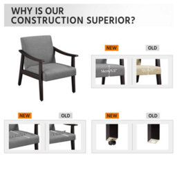 Yaheetech Dark Grey Modern Fabric Accent Armchair With Rubber Wood Legs - thumbnail 8