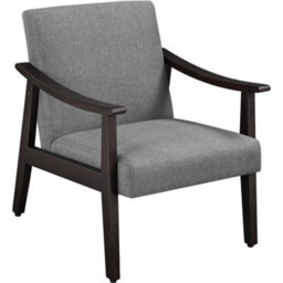 Yaheetech Dark Grey Modern Fabric Accent Armchair With Rubber Wood Legs - thumbnail 2