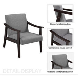 Yaheetech Dark Grey Modern Fabric Accent Armchair With Rubber Wood Legs - thumbnail 4