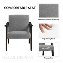 Yaheetech Dark Grey Modern Fabric Accent Armchair With Rubber Wood Legs - thumbnail 5