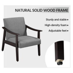 Yaheetech Dark Grey Modern Fabric Accent Armchair With Rubber Wood Legs - thumbnail 6