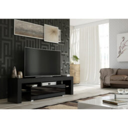 Creative Furniture Aria Tv Unit 160Cm - Black With Gloss Doors - thumbnail 2