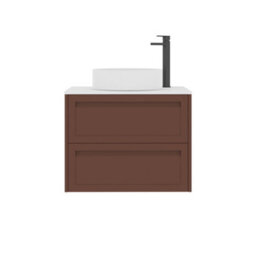 Royal Bathrooms Royal Bathroom Elmore 700mm Terracotta Clay Wall Mounted Bathroom Vanity Unit 2 Drawer Plain White Worktop With Art Basin - thumbnail 7
