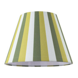 Happy Homewares Multi Green Tone Striped Linen Coolie Lamp Shade With Cotton Inner