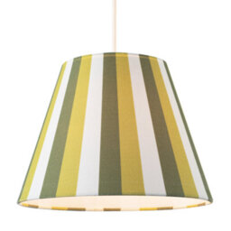 Happy Homewares Multi Green Tone Striped Linen Coolie Lamp Shade With Cotton Inner - thumbnail 2